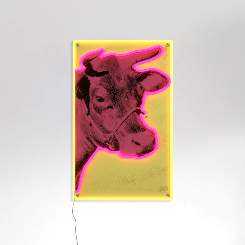 Cow by Andy Warhol - signe en néon LED
